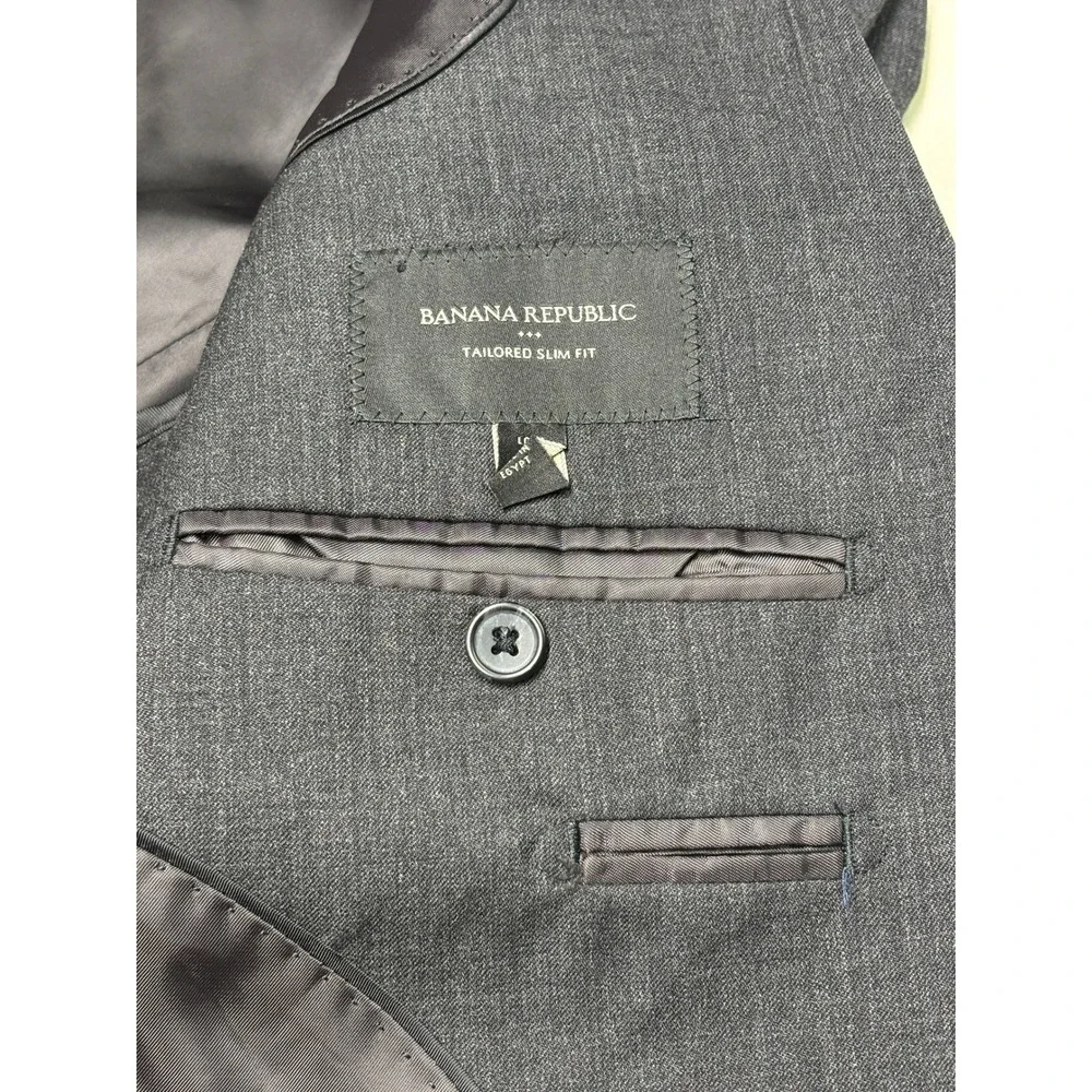 Banana Republic Mens‎ Tailored Slim Fit Suit 42L 34X33 Charcoal Wool Blend 2Pc